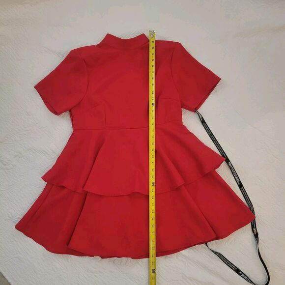 Pretty Little Thing Dress Peplum Mock Neck Zip Back Short Sleeve Size US 12 - Picture 16 of 16